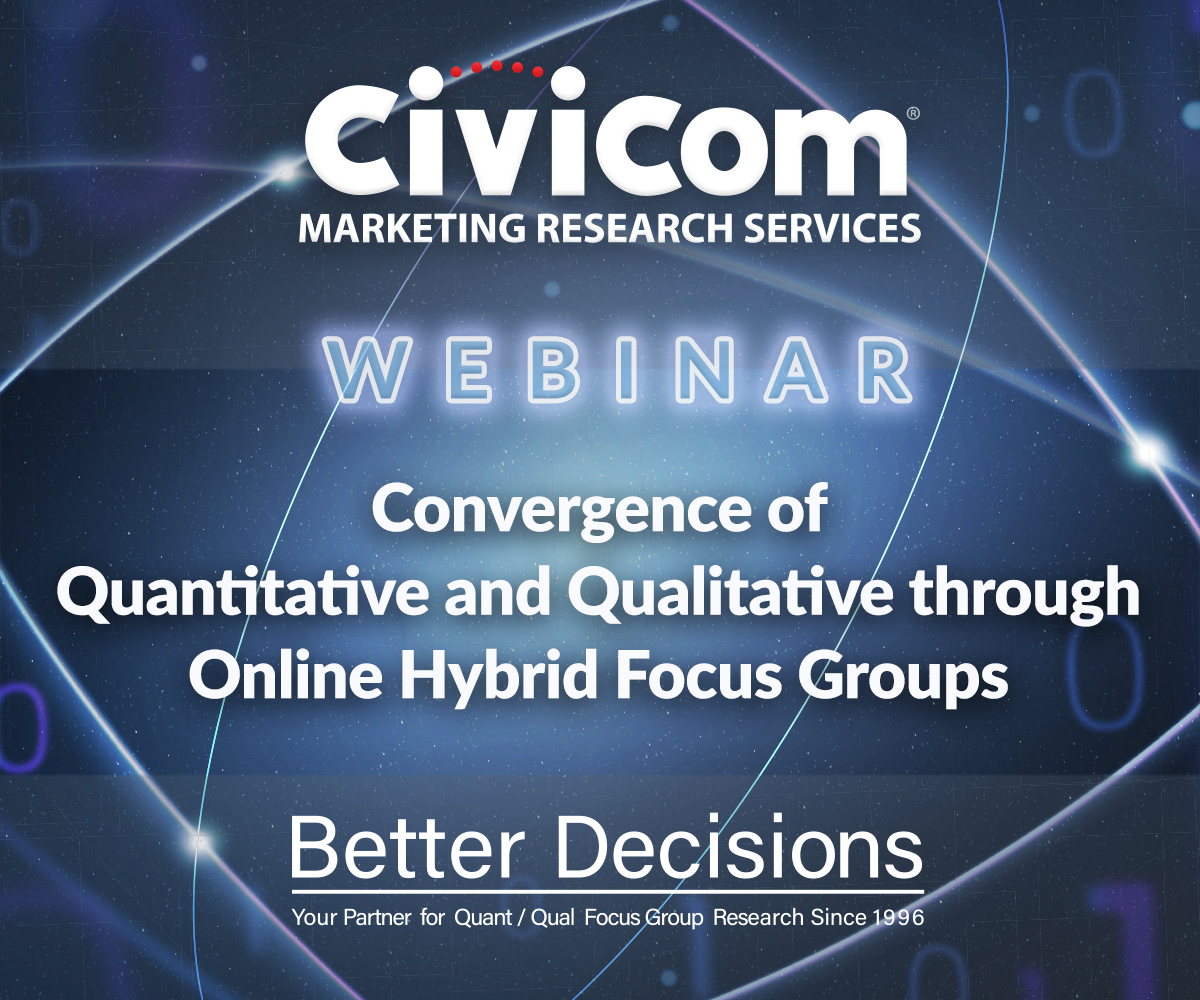 Image: webinar on mixed research methods hybrid quant/qual focus groups by Civicom and Better Decisions